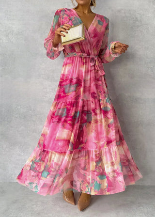 Women’s Floral Wrap Maxi Dress | Long Sleeve