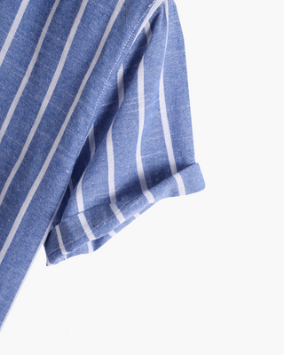 Men’s Striped Short Sleeve Shirt | Buttonless Collar